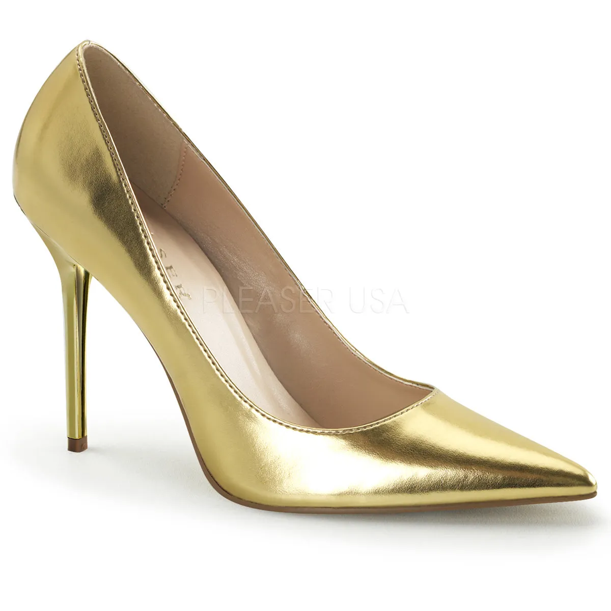 4 Inches Gold Metallic Classic Stilettos