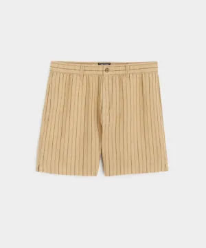 5" Linen Beachcomber Short in Khaki Stripe