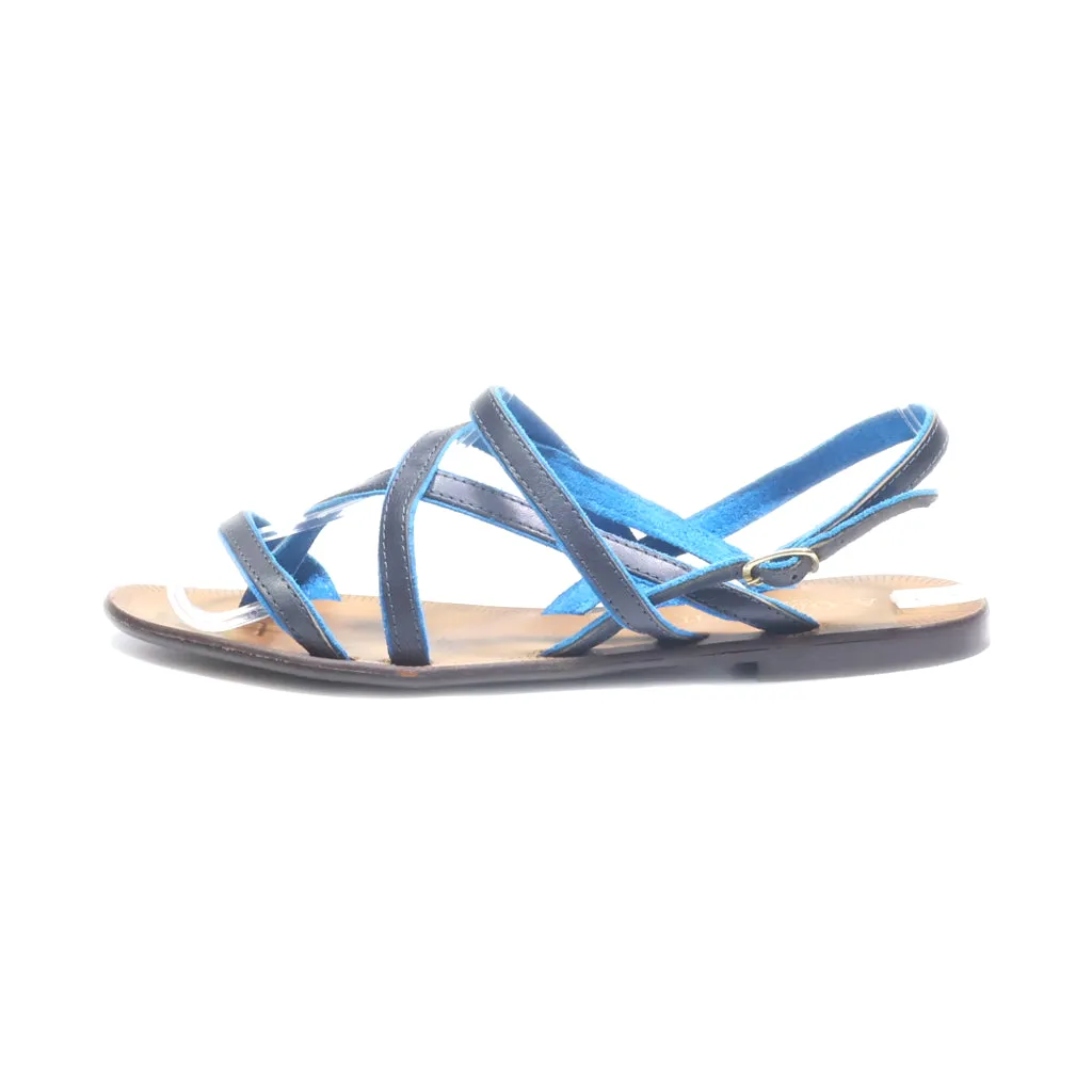 A.Giannetti Flat Sandals Leather Blue Colour For Women