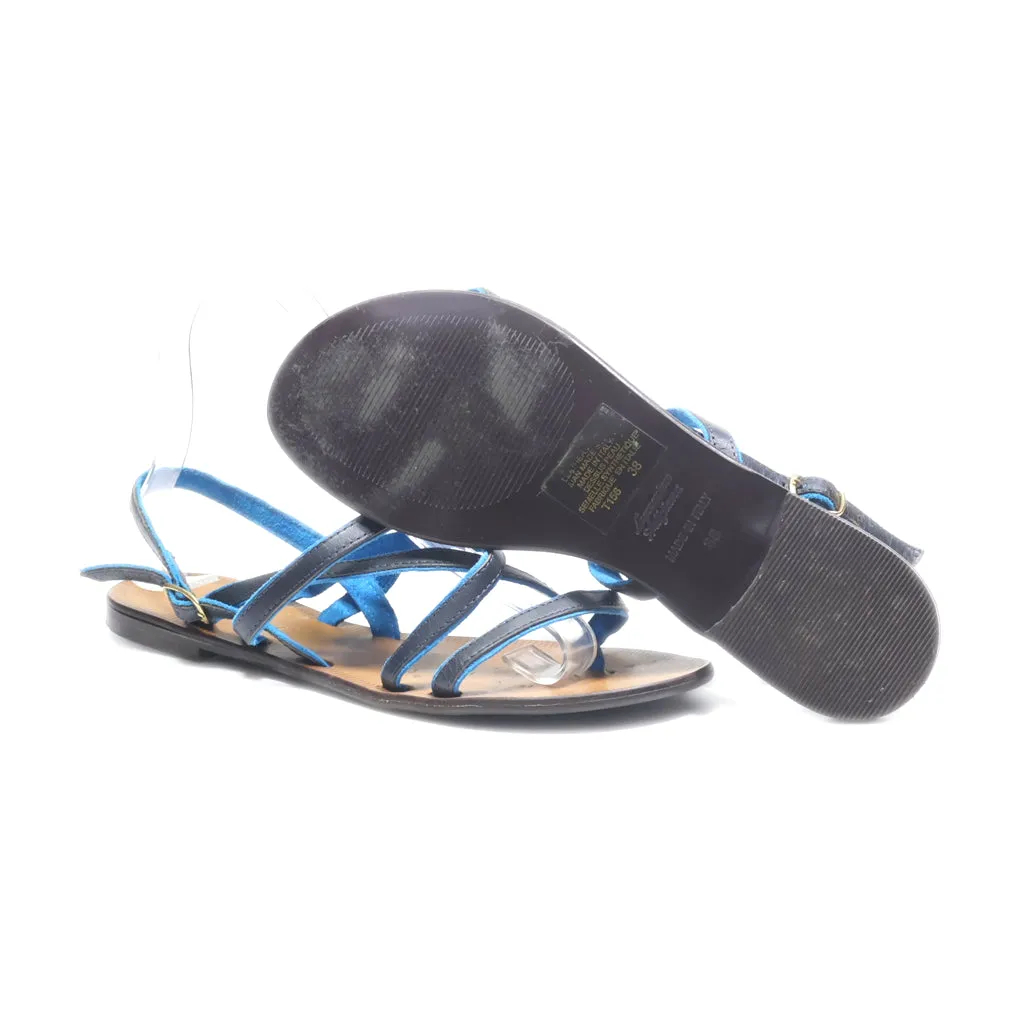 A.Giannetti Flat Sandals Leather Blue Colour For Women