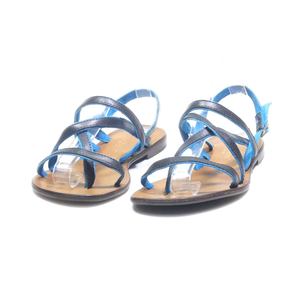 A.Giannetti Flat Sandals Leather Blue Colour For Women