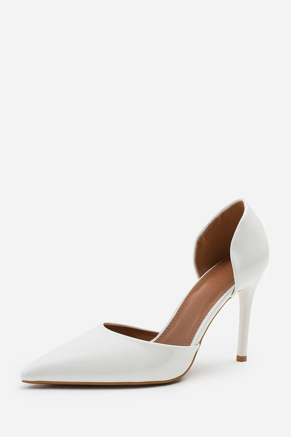 ATHENS POINTED TOE STILETTO HIGH HEELS IN WHITE PATENT