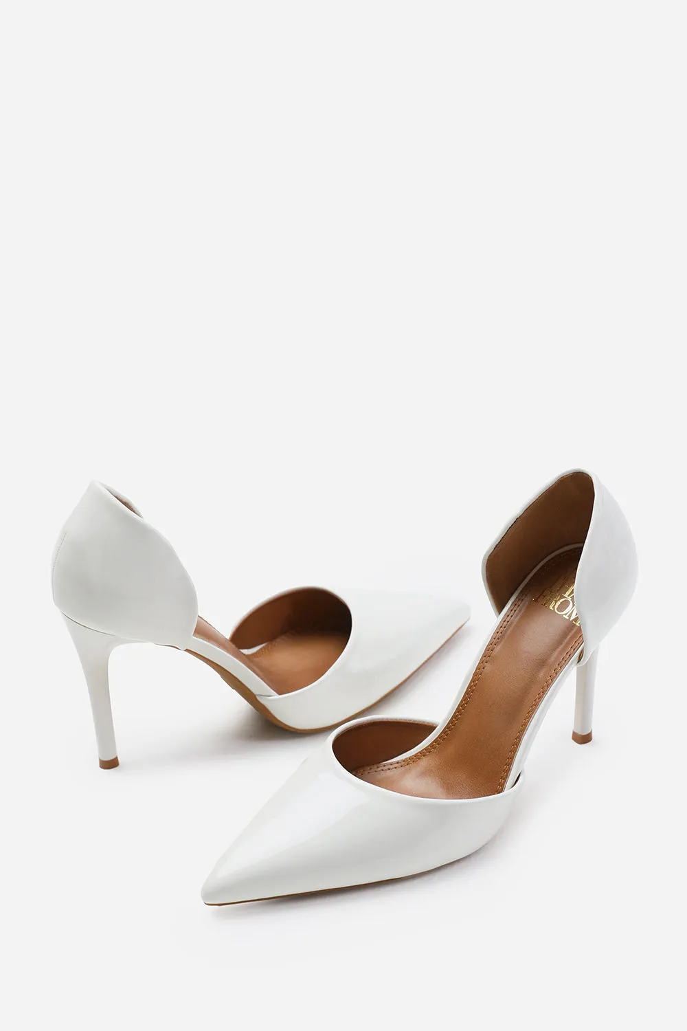 ATHENS POINTED TOE STILETTO HIGH HEELS IN WHITE PATENT