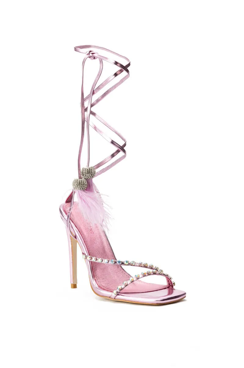 AZALEA WANG MISSY STILETTO METALLIC SANDAL IN PINK