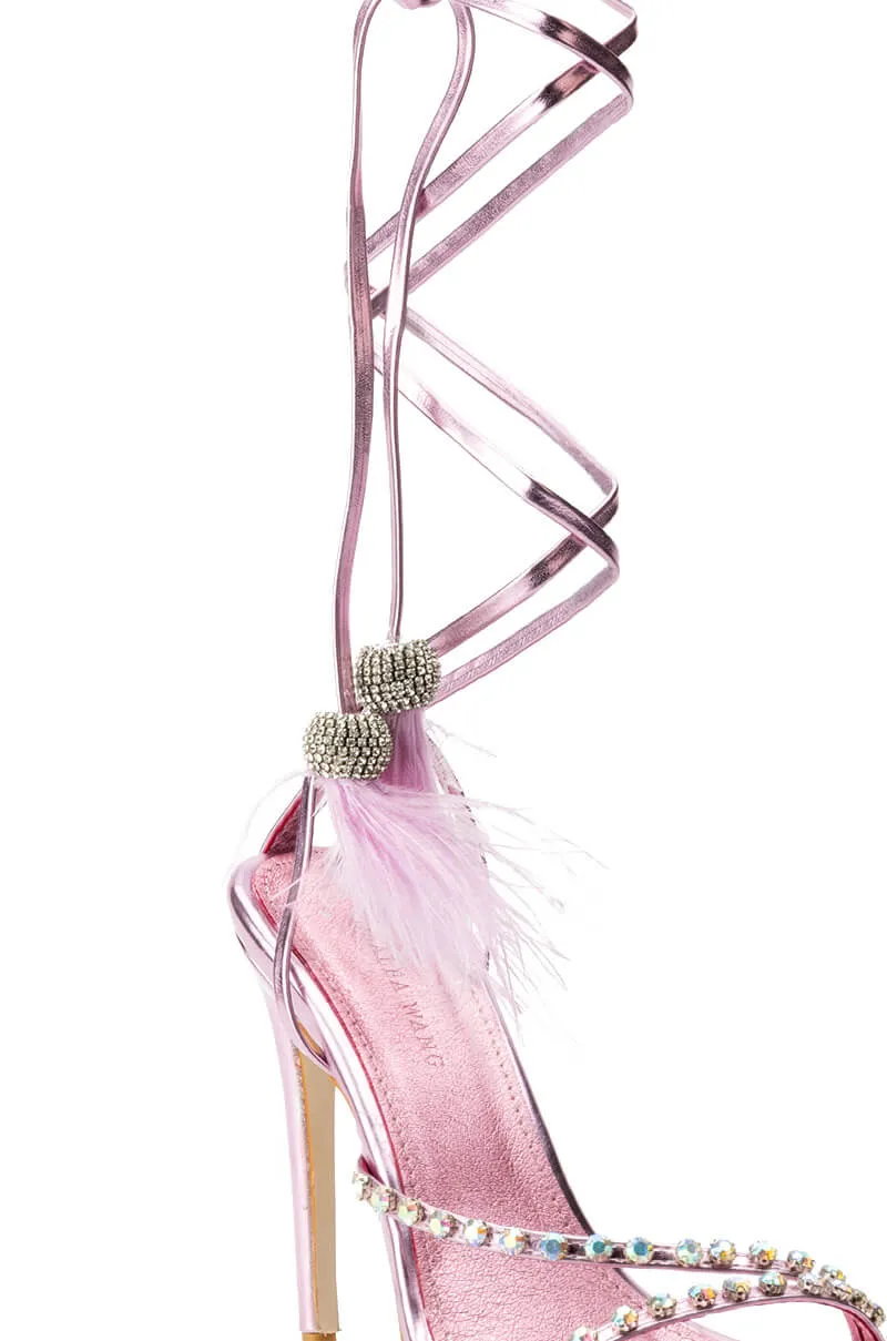 AZALEA WANG MISSY STILETTO METALLIC SANDAL IN PINK