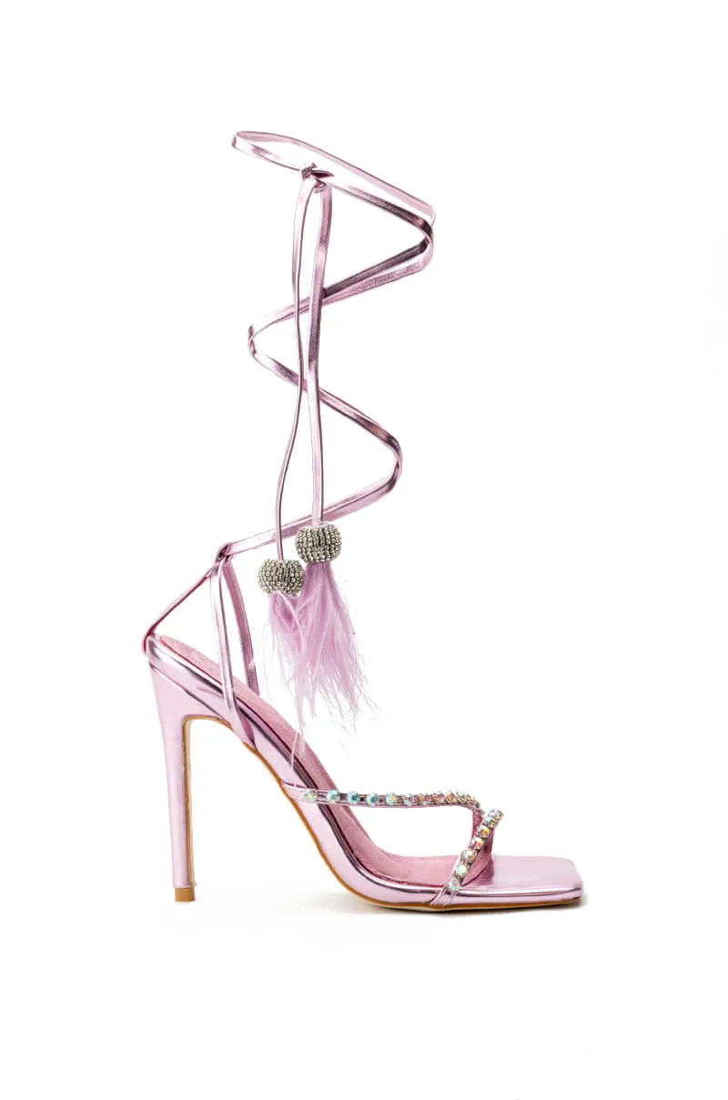 AZALEA WANG MISSY STILETTO METALLIC SANDAL IN PINK