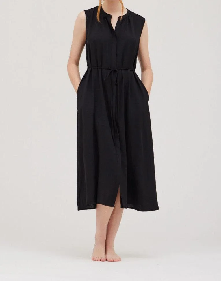 Back Elastic Tie Midi Dress