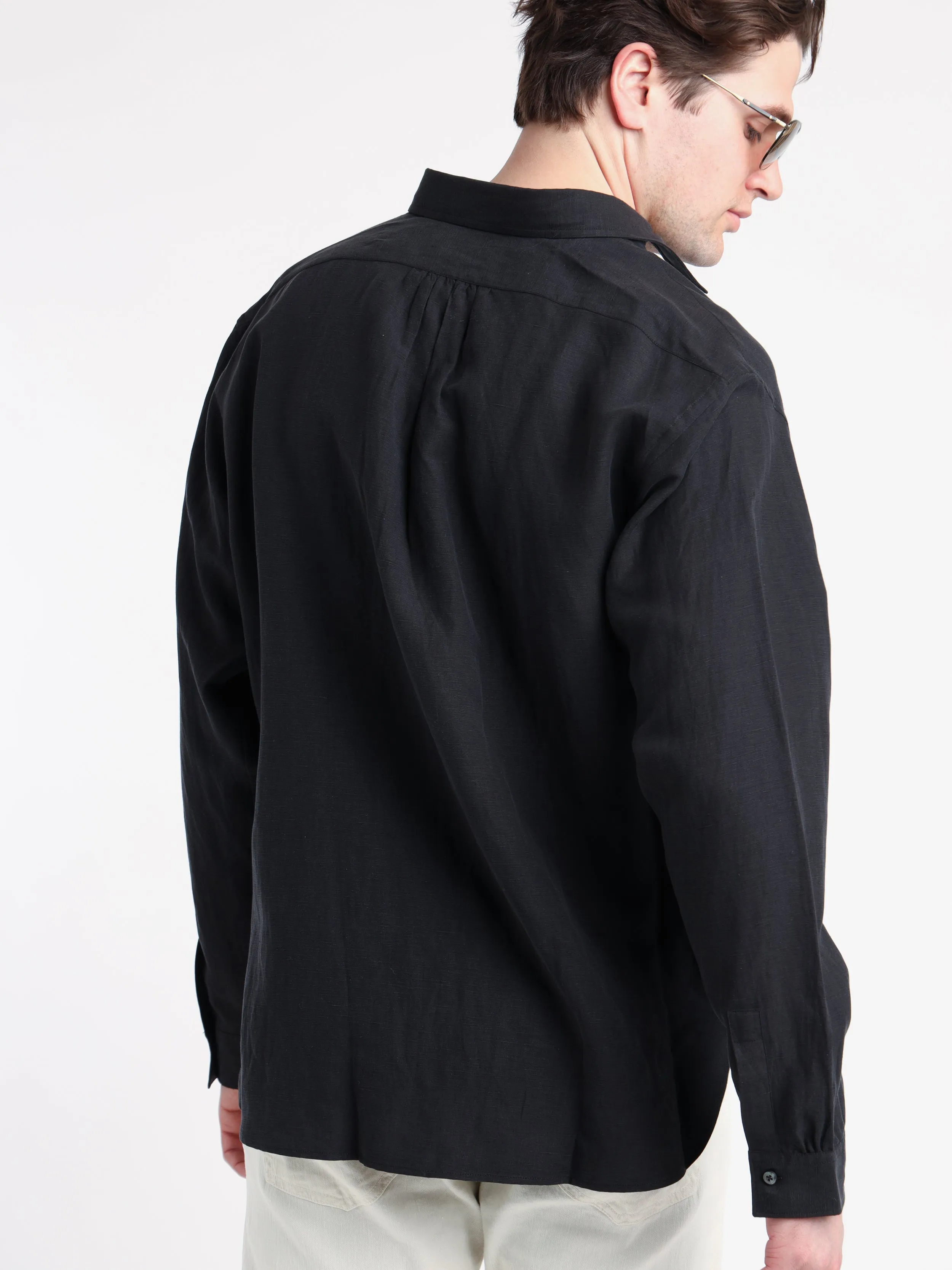 Black Silk-Linen Shirt