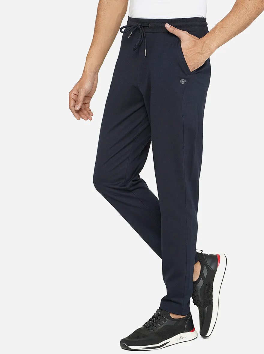 Blue Solid Slim Fit Track Pant | JadeBlue