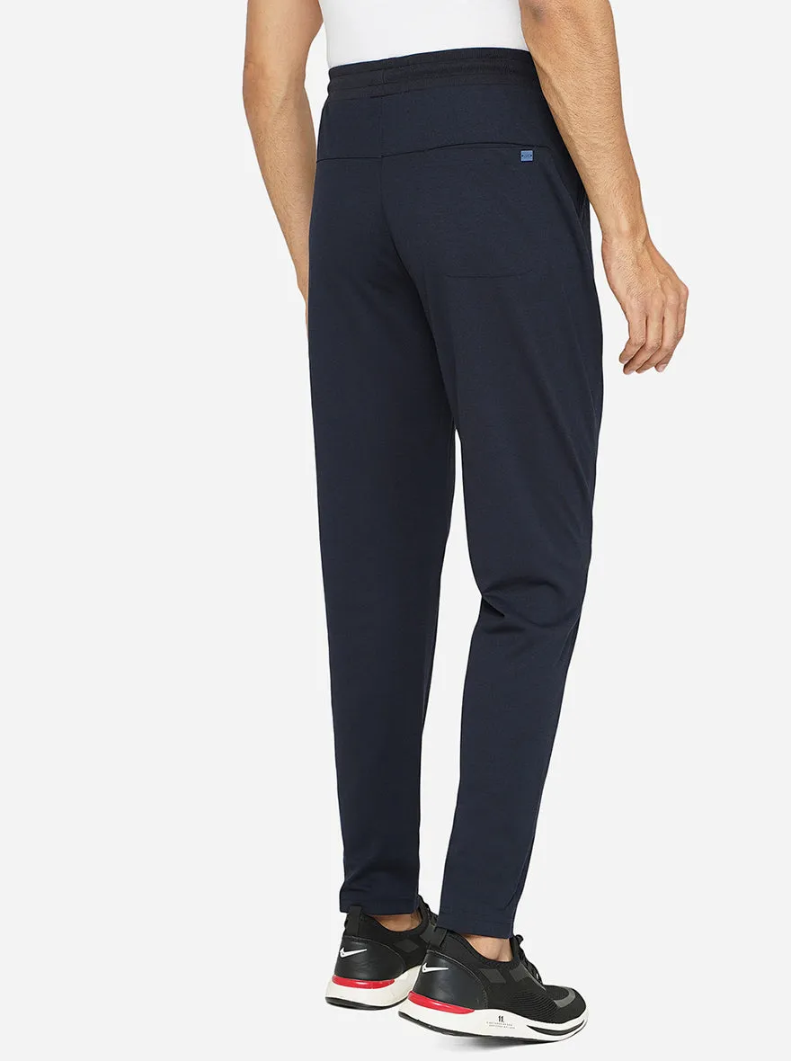 Blue Solid Slim Fit Track Pant | JadeBlue