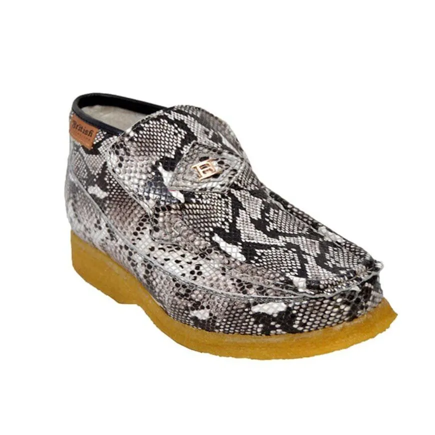 British Walkers BWB Men's Snake Skin Leather Slip On Crepe Sole