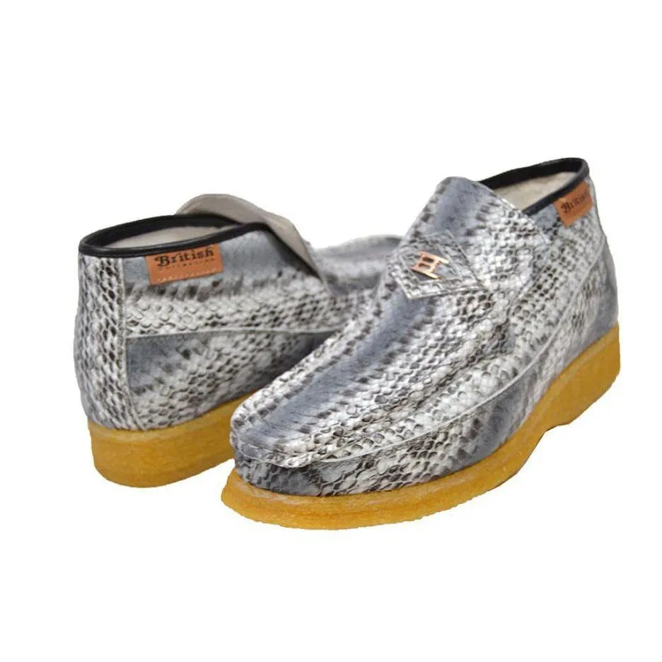 British Walkers BWB Men's Snake Skin Leather Slip On Crepe Sole