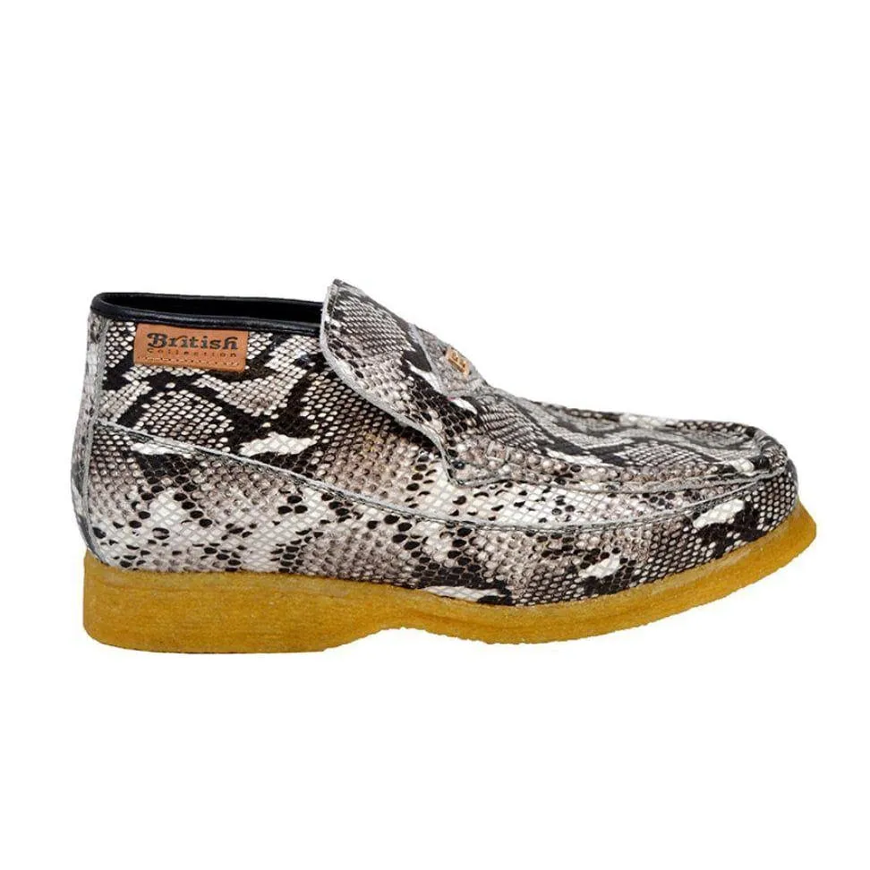 British Walkers BWB Men's Snake Skin Leather Slip On Crepe Sole