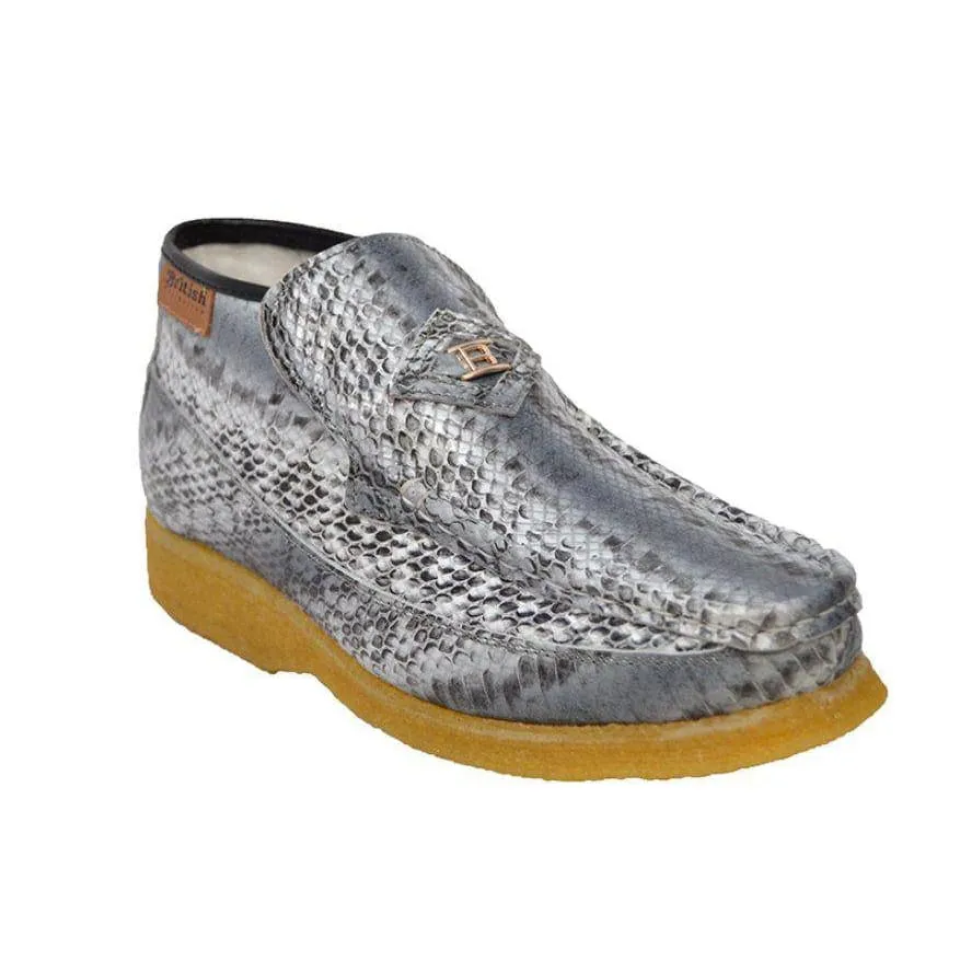 British Walkers BWB Men's Snake Skin Leather Slip On Crepe Sole