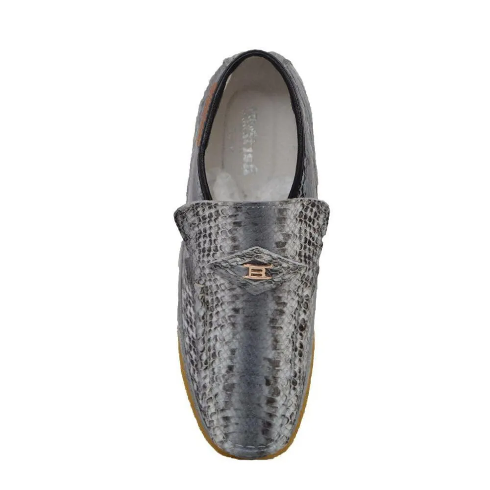 British Walkers BWB Men's Snake Skin Leather Slip On Crepe Sole