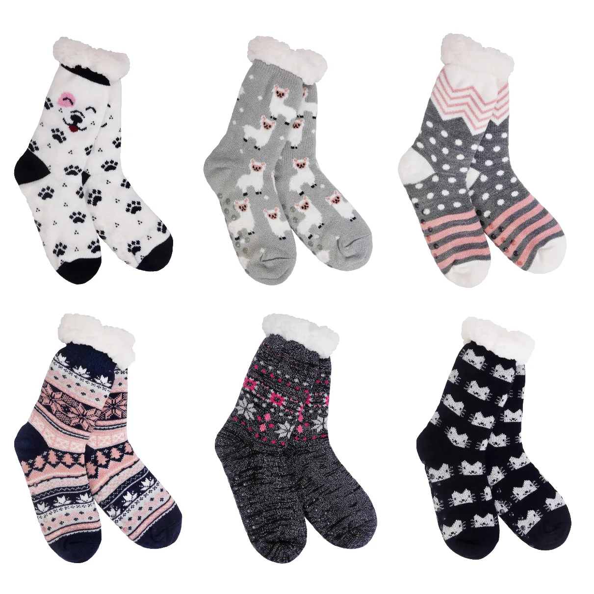 BUY ONE GET ONE FREE Knit Thermal Slipper Socks with Gripping Soles Cute Pattern