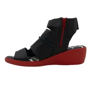 Clamp Strap Wedge Sandals Leather Black Colour For Women