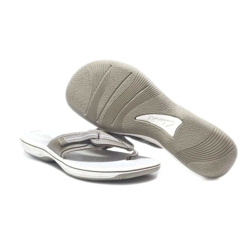 Clarks Flat Sandals Fabric Grey Colour For Women