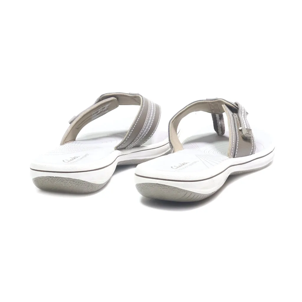 Clarks Flat Sandals Fabric Grey Colour For Women