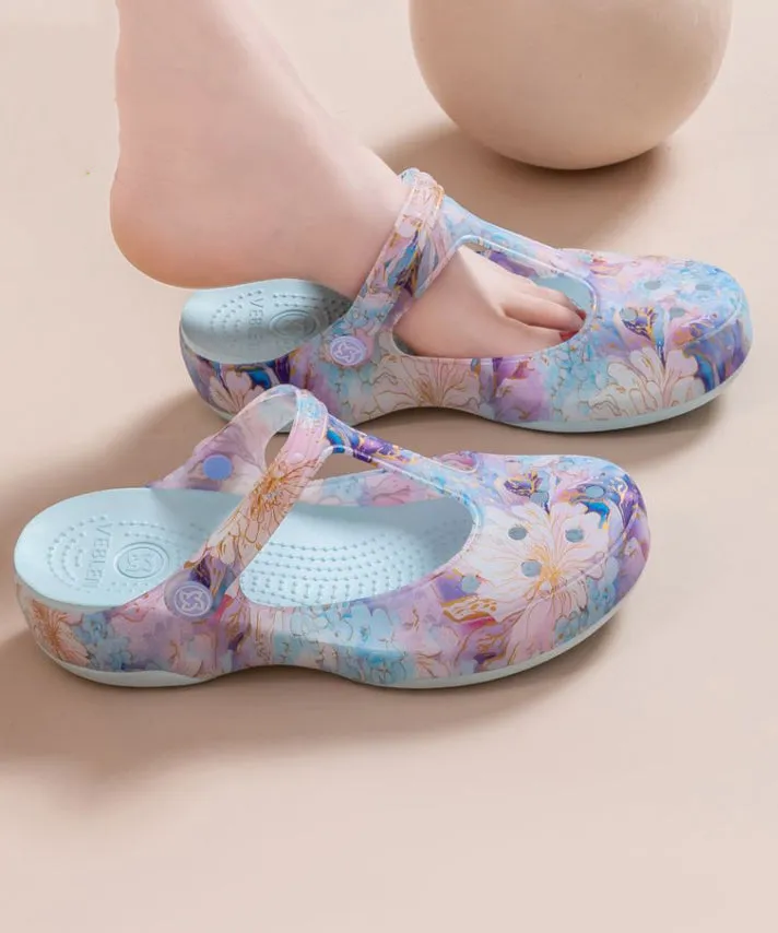 Comfortable Green Print Hollow Out Beach Slide Sandals AP1059