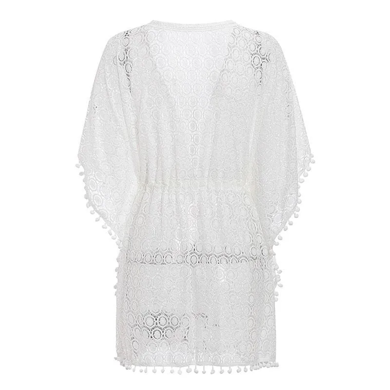 Crochet Pom-Pom Beach Cover-Up