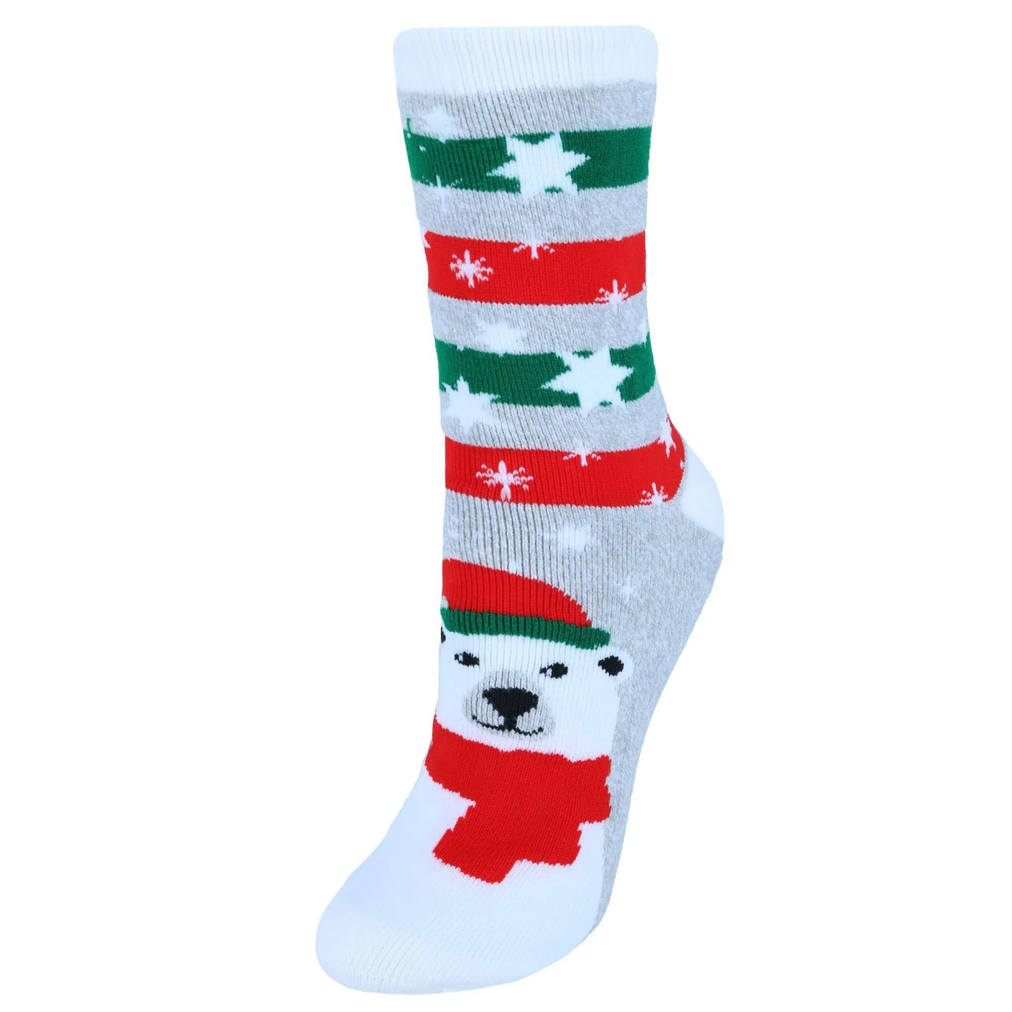 CTM® Women's Holiday Super Soft Crew Sock with Grippers