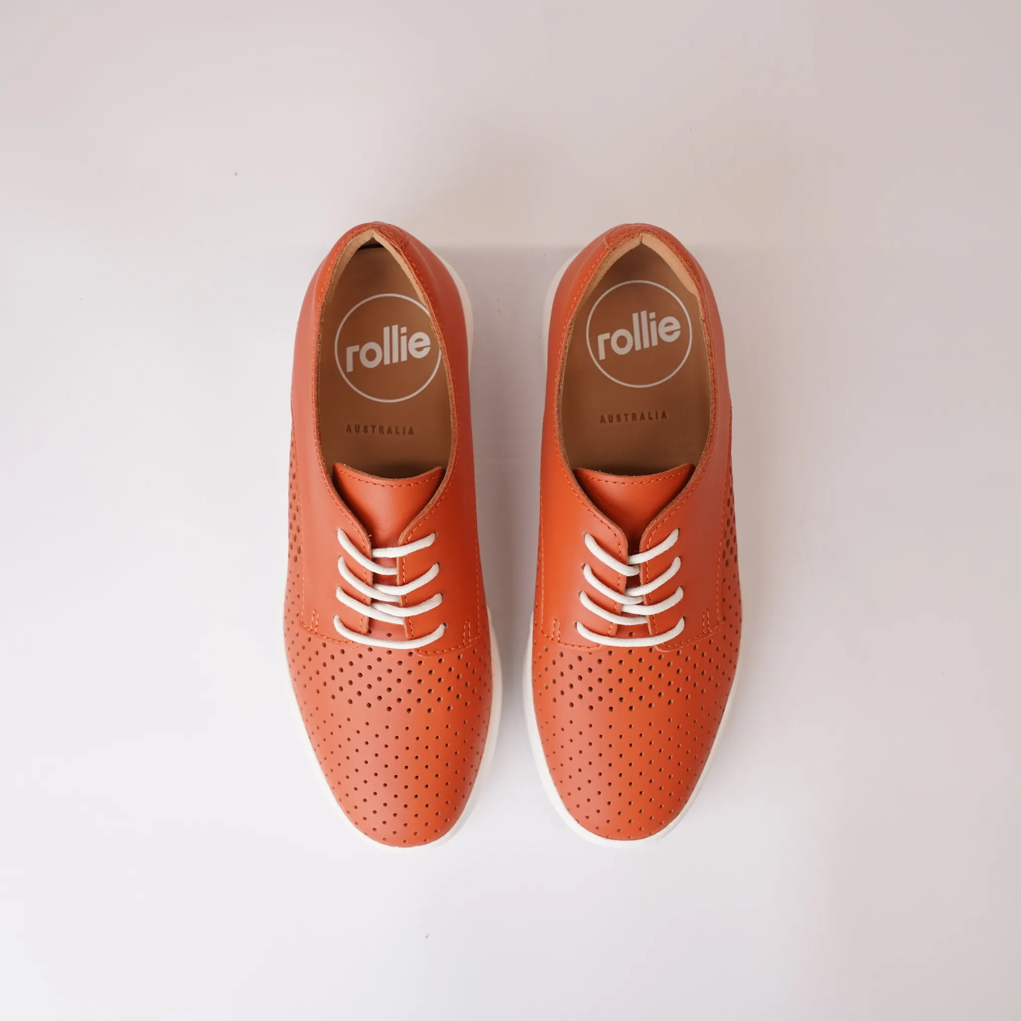 Derby City Punch Tangerine Leather Lace Up Flats