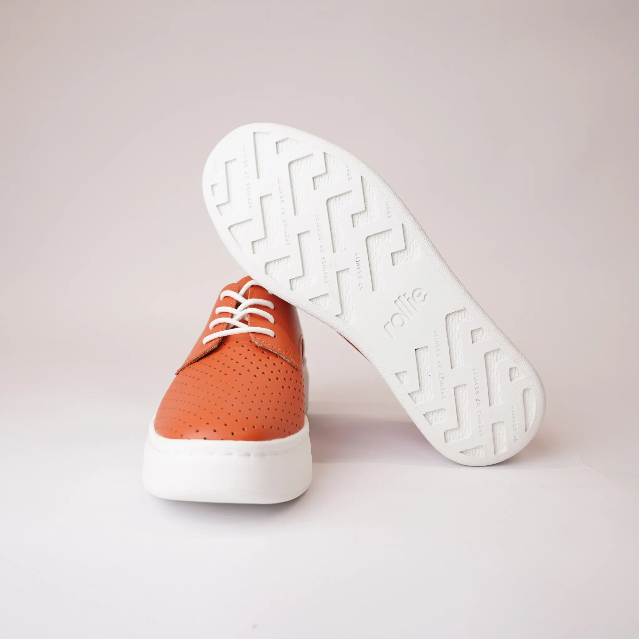 Derby City Punch Tangerine Leather Lace Up Flats