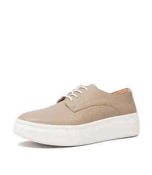 Derby City Taupe Tumble Leather Lace Up Flats