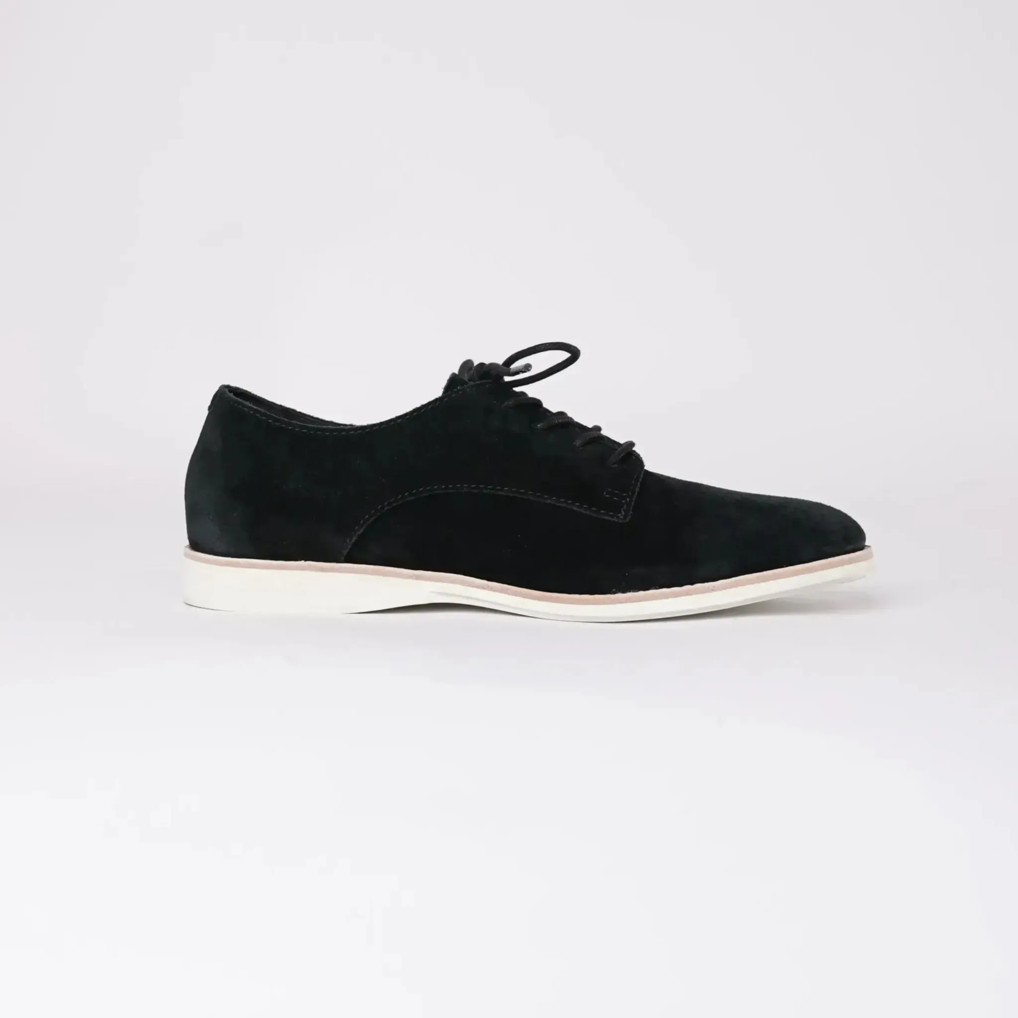 Derby Super Soft Black Suede Lace Up Flats