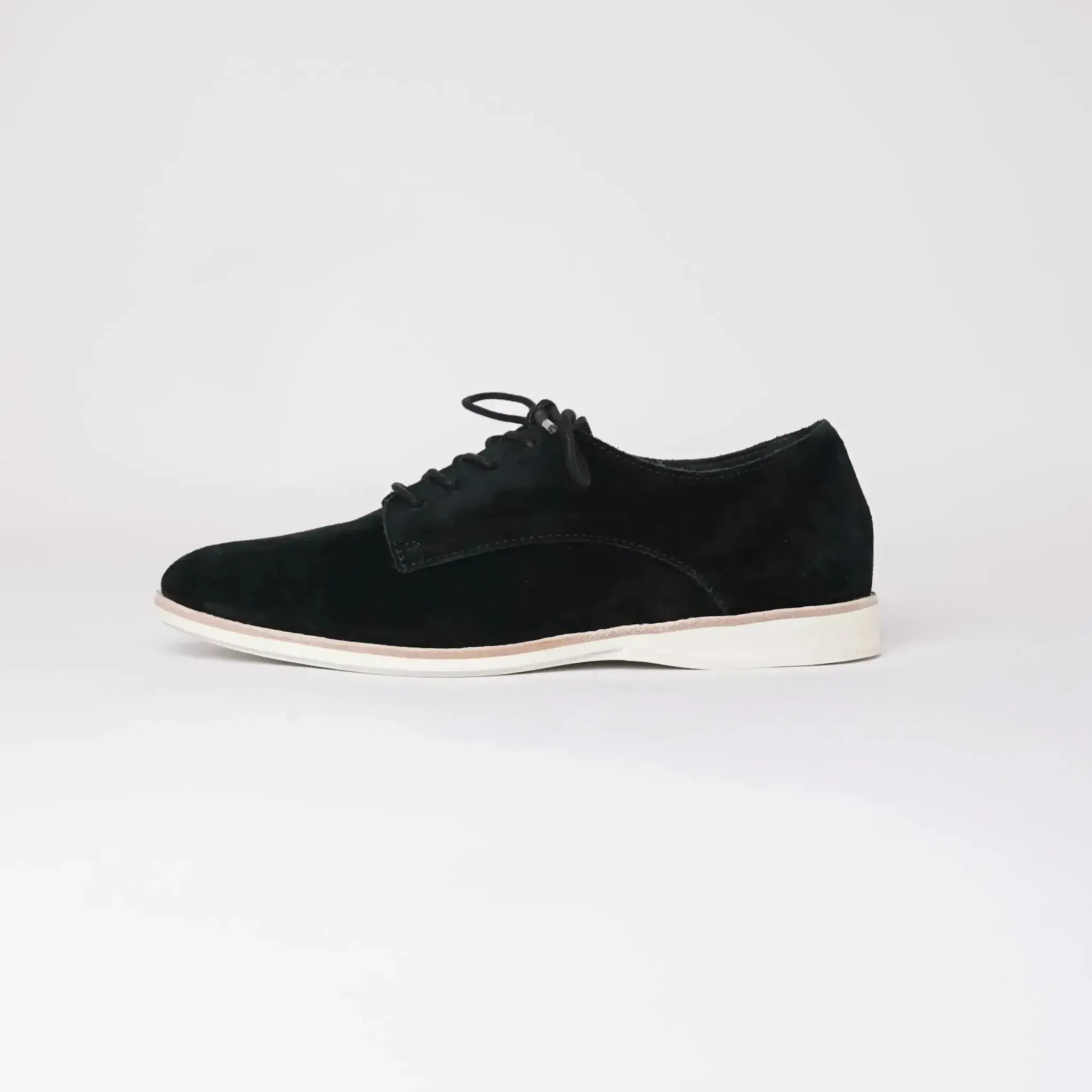 Derby Super Soft Black Suede Lace Up Flats