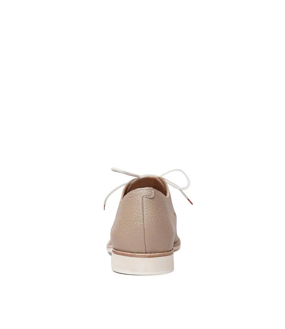 Derby Super Soft Taupe Leather Lace Up Flats