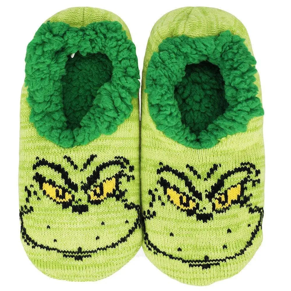 Dr. Seuss: The Grinch - Big Face Knit Slipper Socks - Bioworld