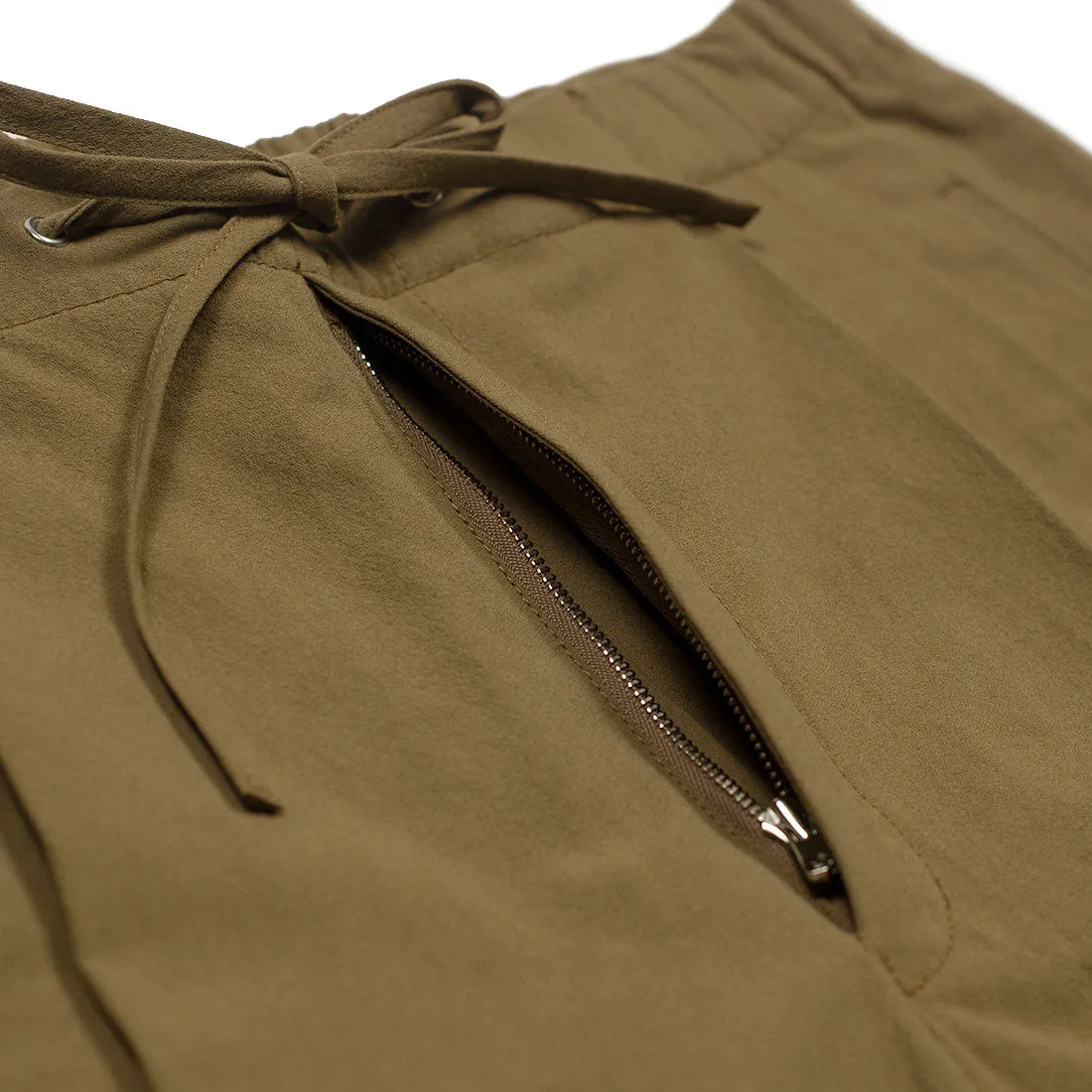 Drawstring easy pants in camel cotton crepe