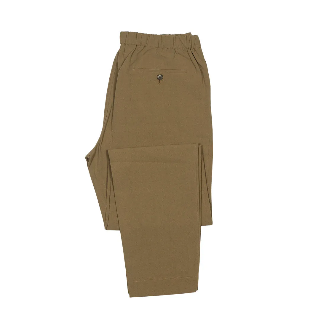 Drawstring easy pants in camel cotton crepe