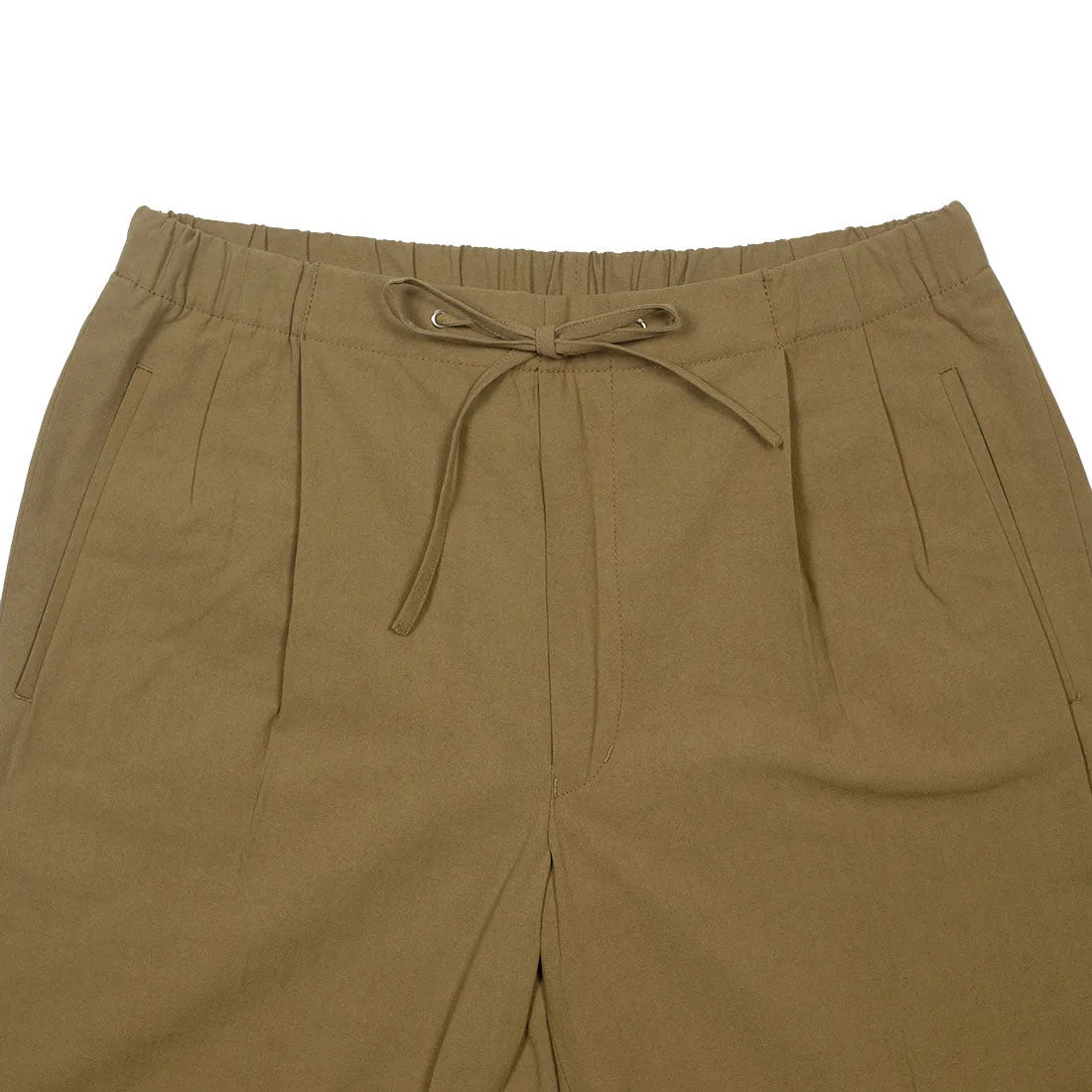 Drawstring easy pants in camel cotton crepe