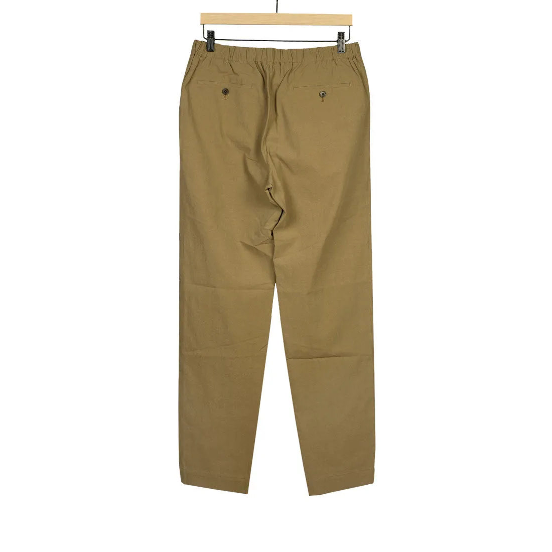 Drawstring easy pants in camel cotton crepe