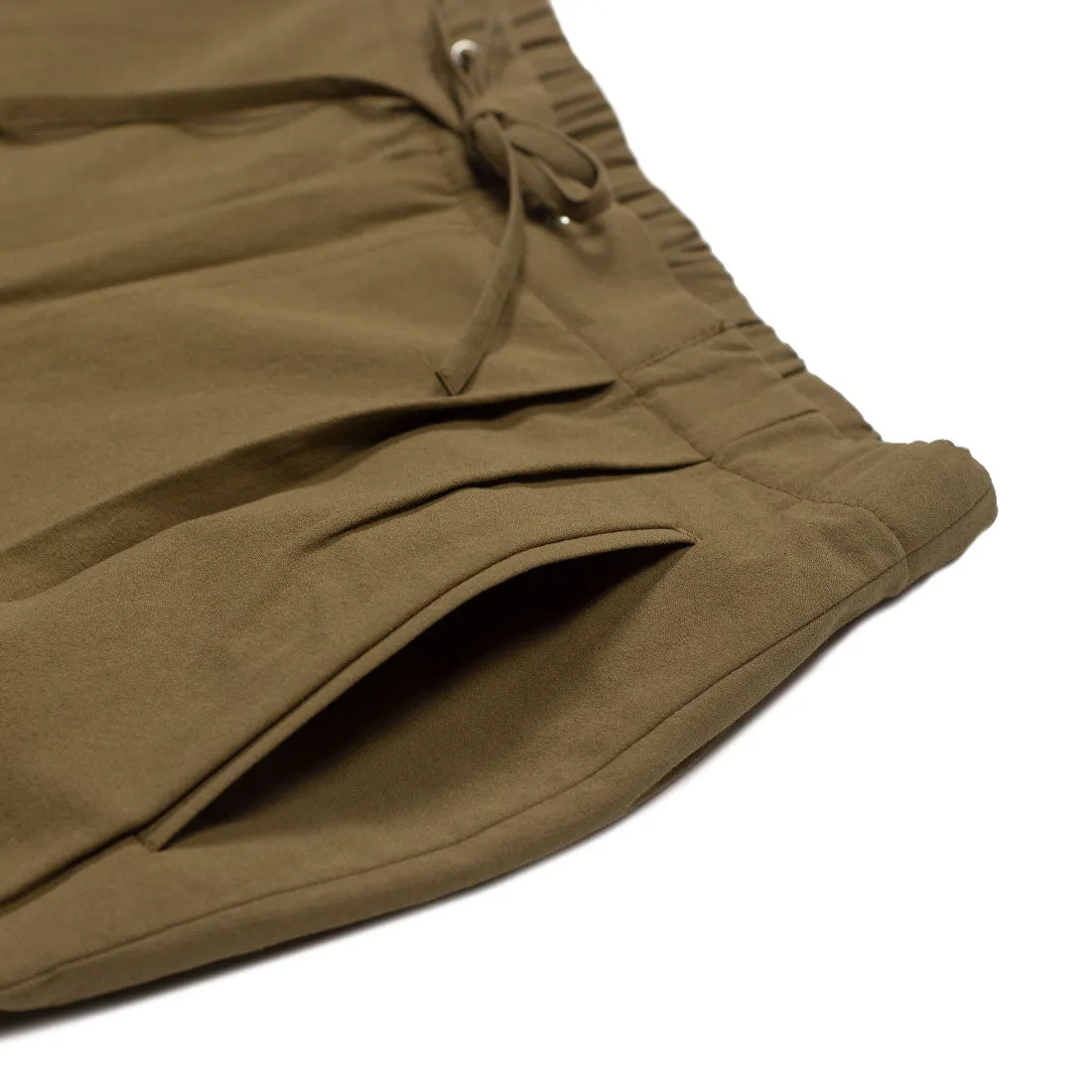 Drawstring easy pants in camel cotton crepe