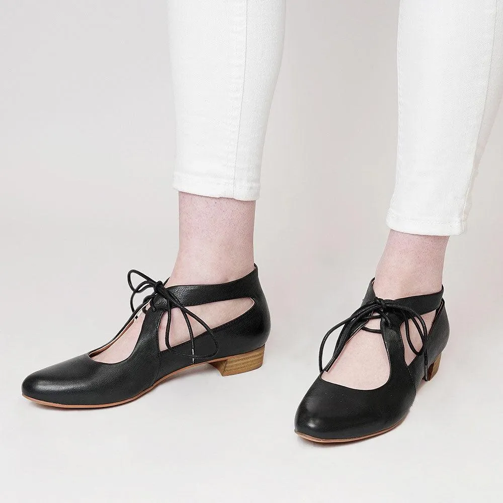 Ewing Black Leather Flats