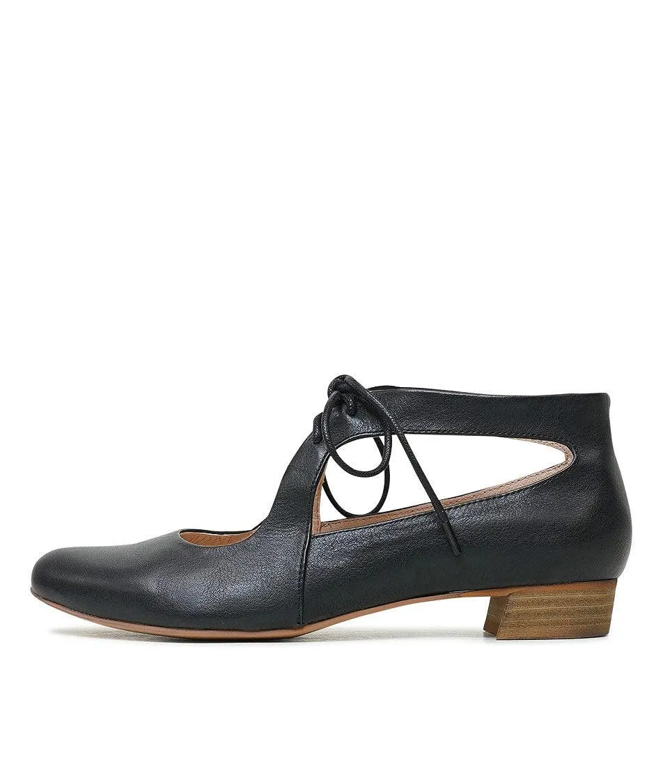 Ewing Black Leather Flats