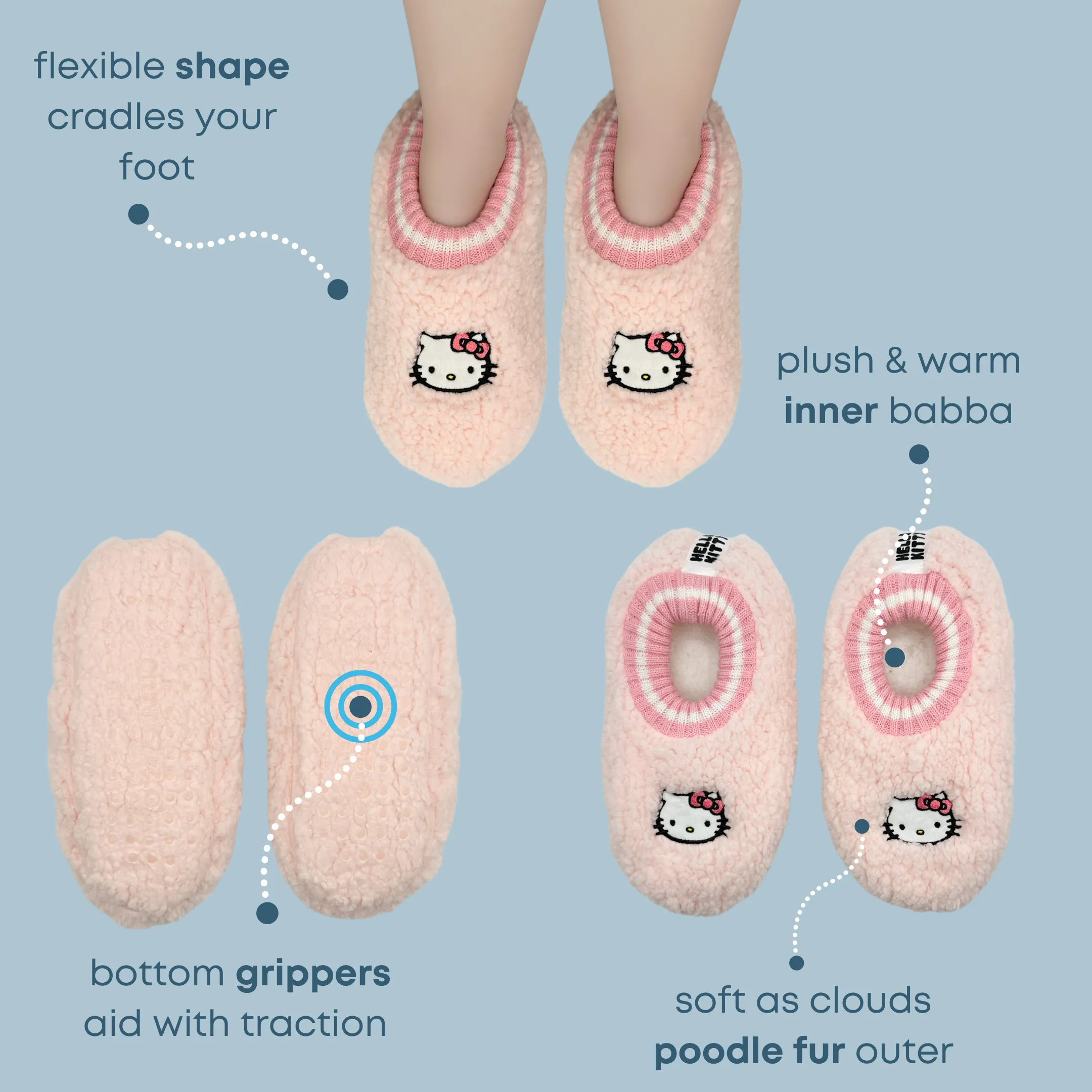 Faux Fur Hello Kitty Cuffer Slipper Socks