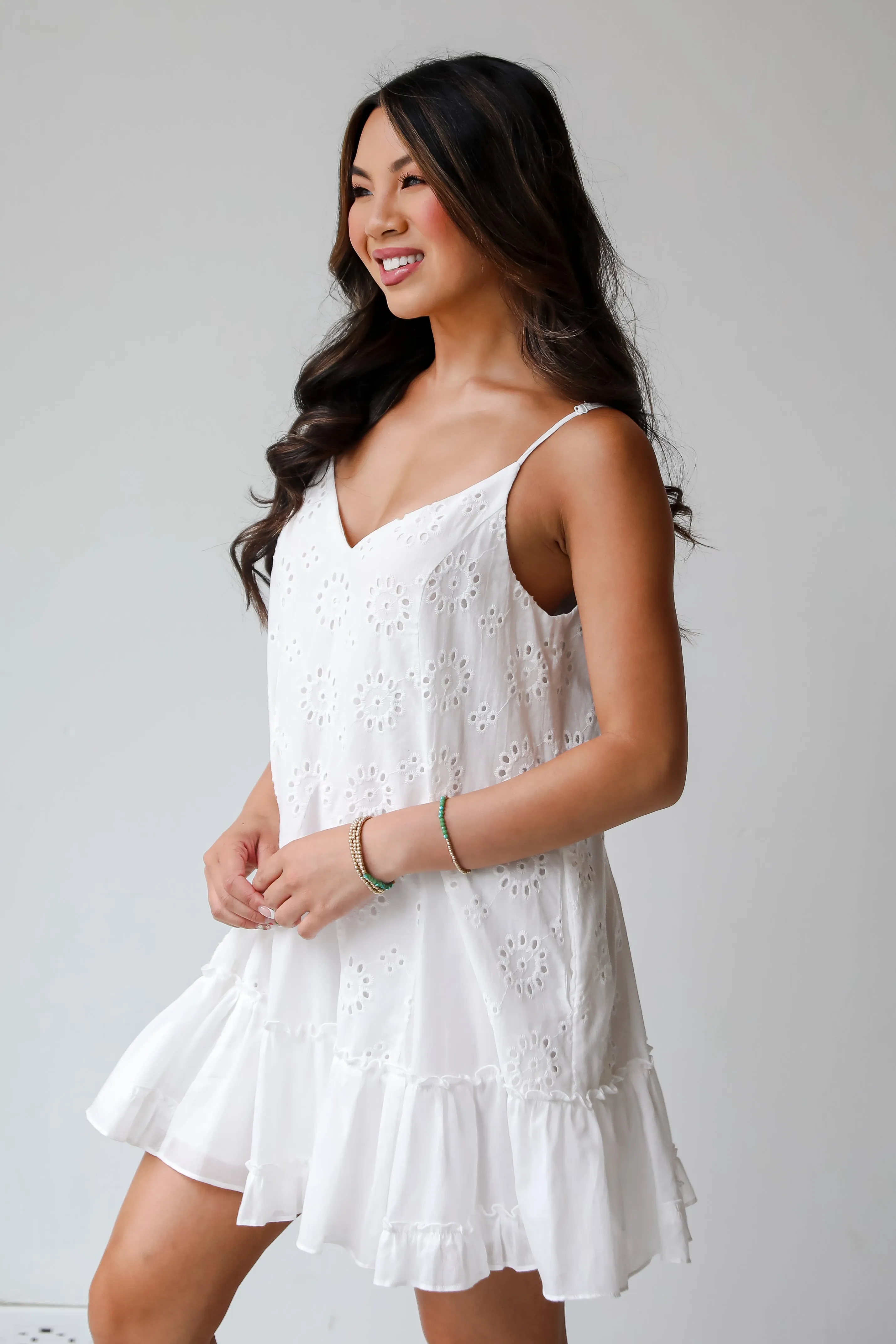 FINAL SALE - Sweet Sunlover White Eyelet Mini Dress