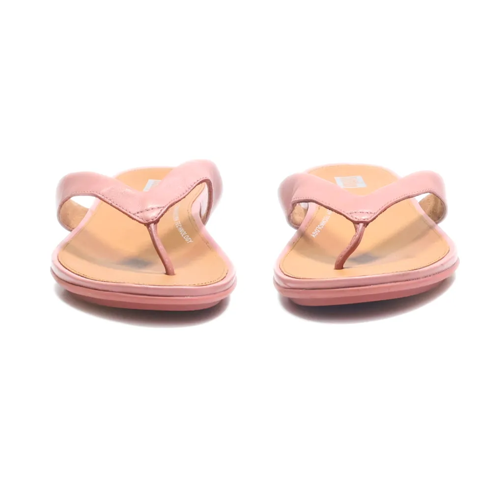 Fitflop Gracie Flat Sandals Leather Pink Colour For Women