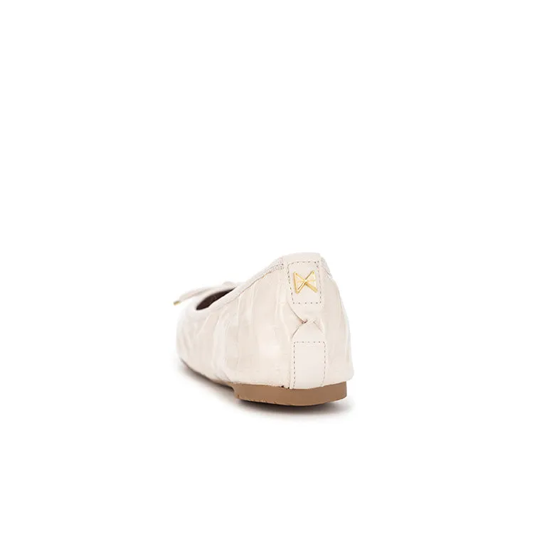 FRANKIE Ballet Flat Shoes - Beige Croc