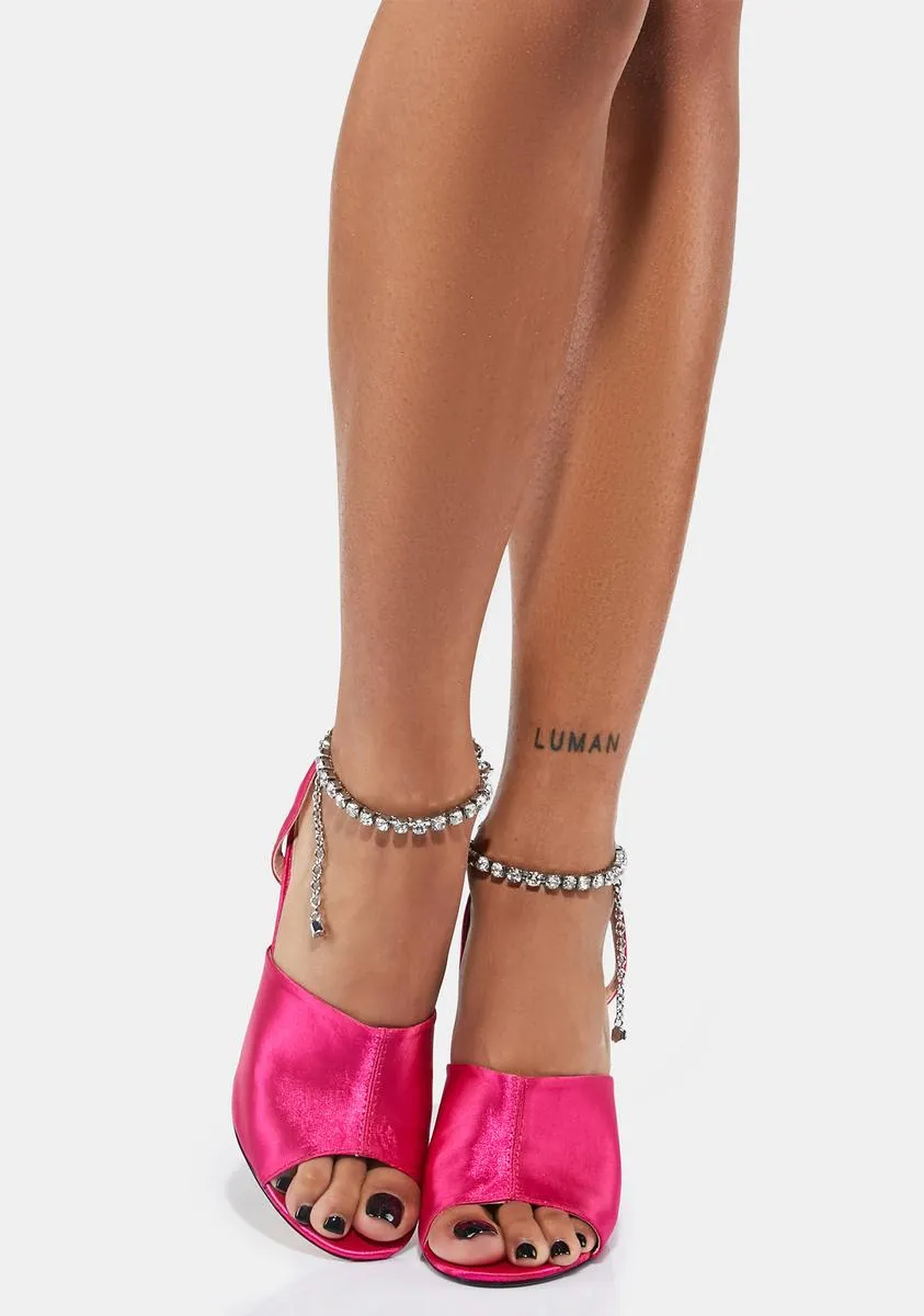 Fuchsia Tinny Peep Toe Heels