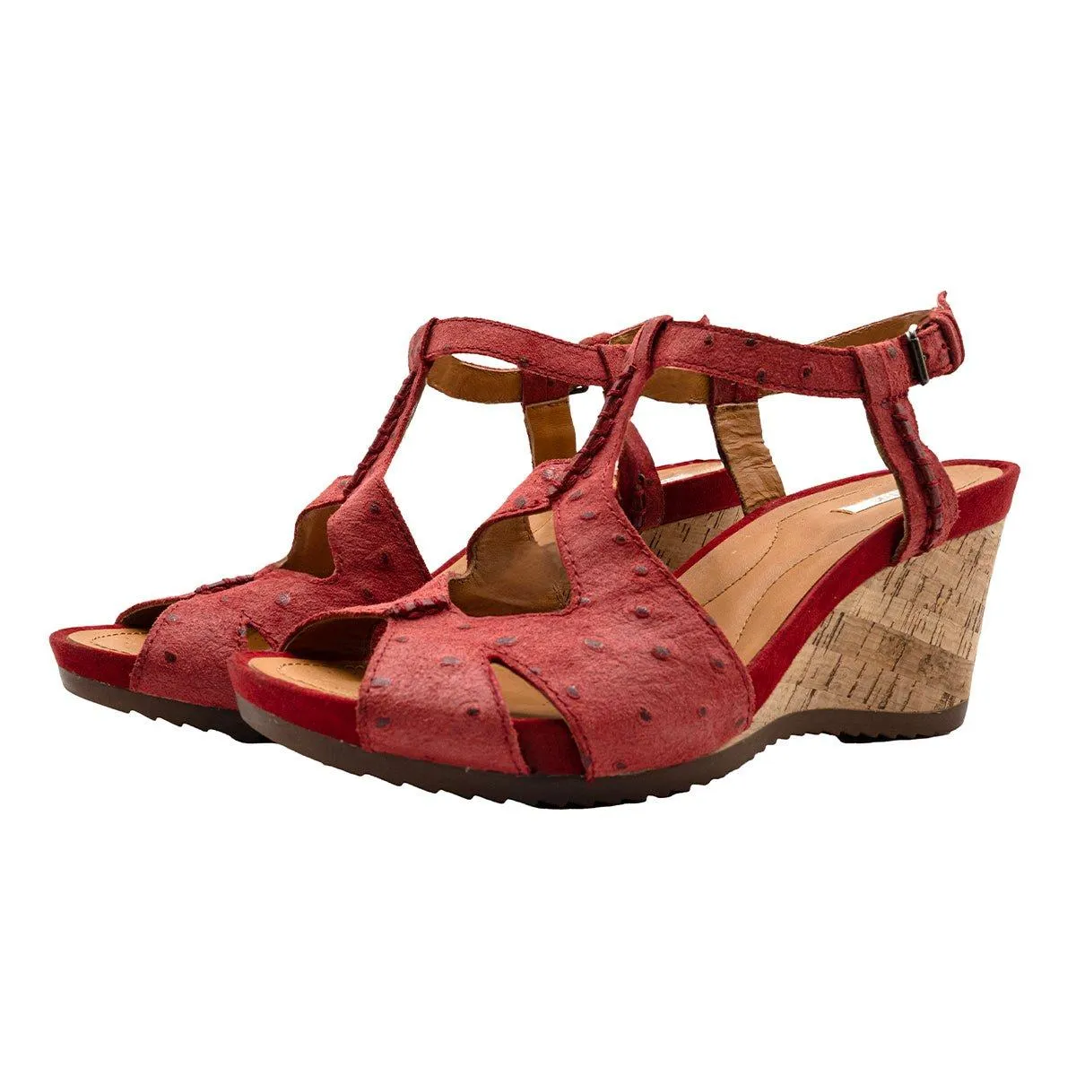 Geox Wedge Shoes Leather Red Colour For Women