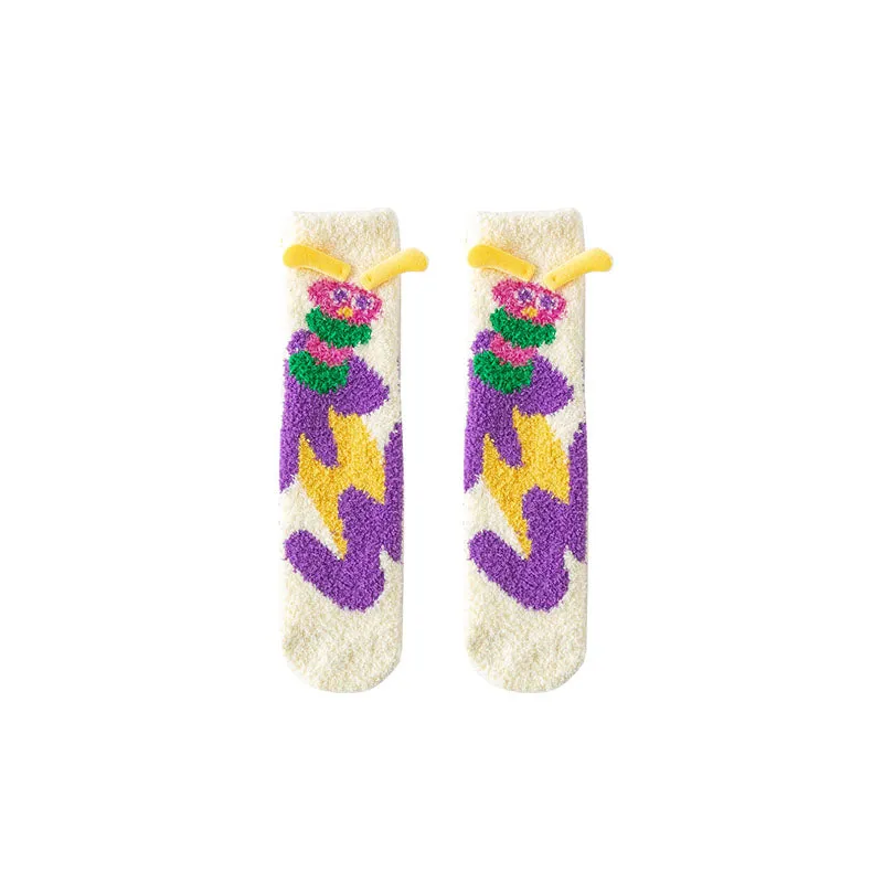 Gift Box Set Sweetnana Caterpillar Series Women's Cozy Tube Socks - Fuzzy Socks Slipper Funny Socks, Winter Soft Warm Thickened Stockings.