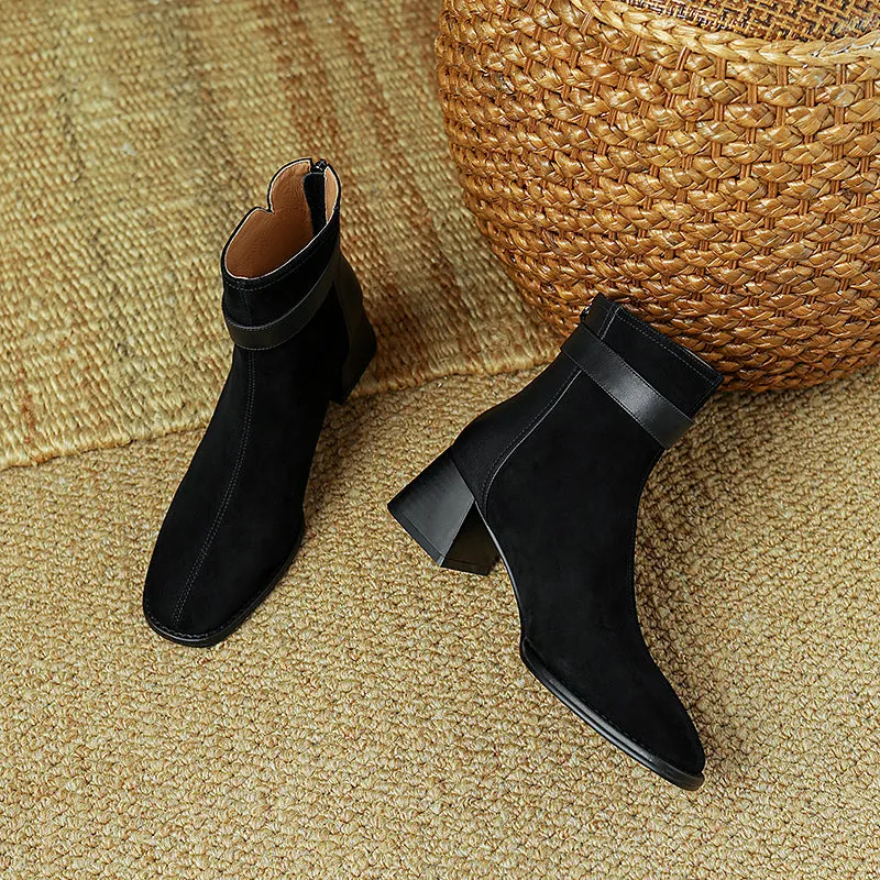 Hawa Patchwork Black Ankle Booties