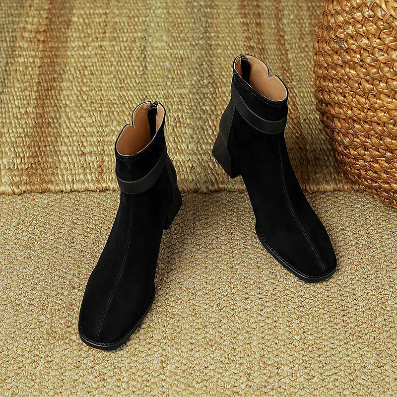 Hawa Patchwork Black Ankle Booties