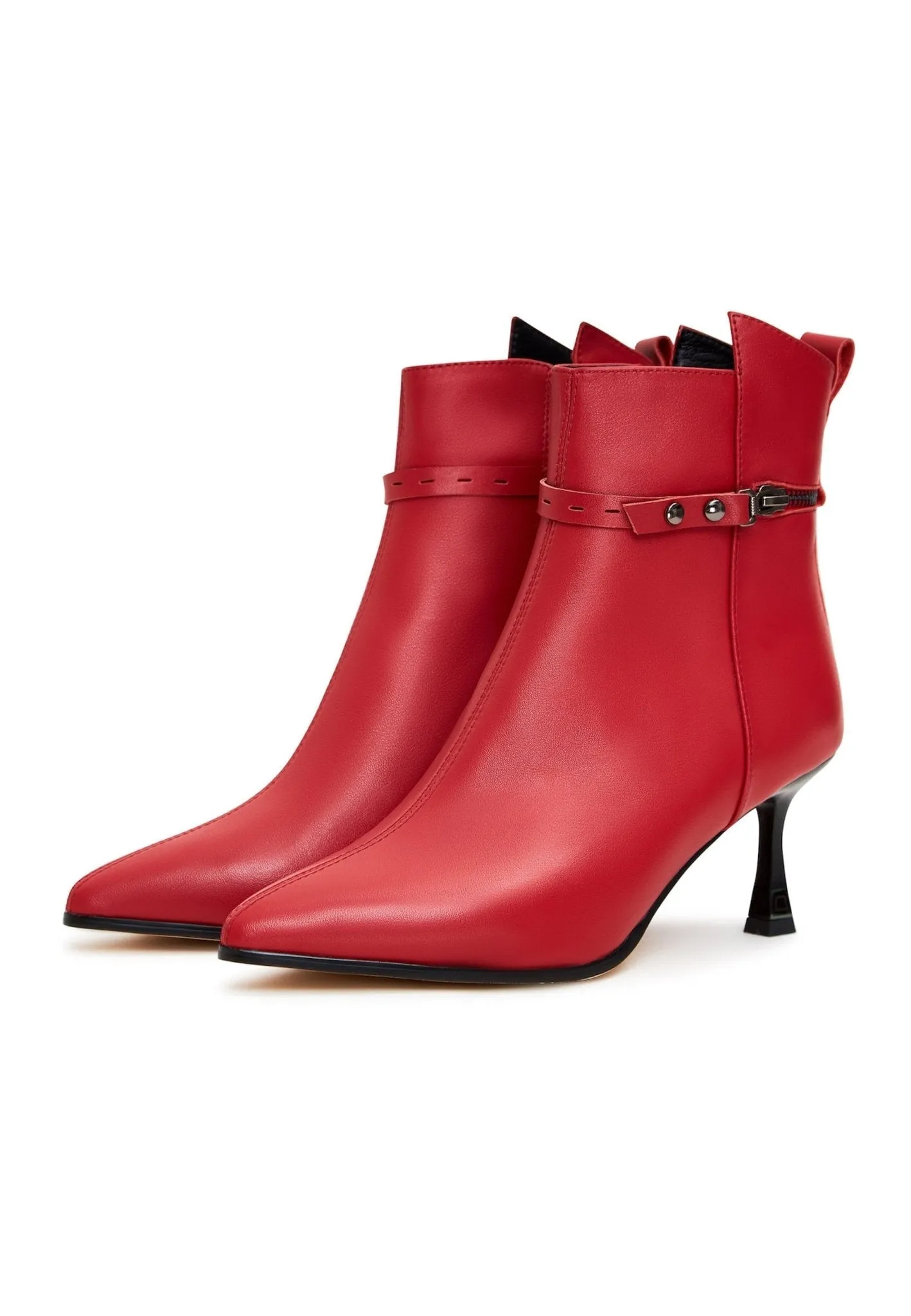 High Heeled Leather Ankle Boots